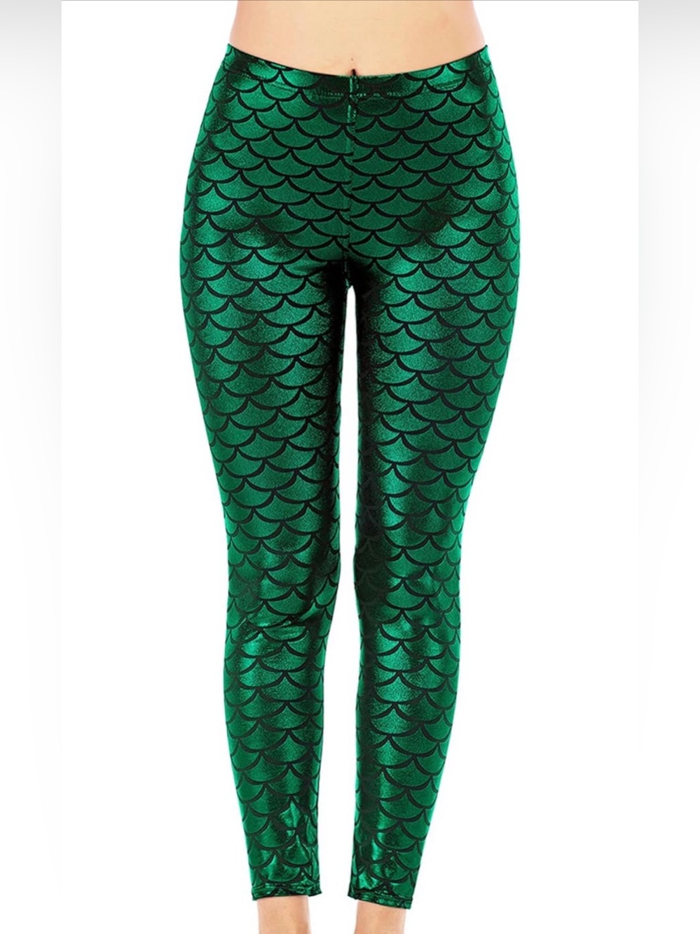 Shimmery Emerald Scale Leggings for Women